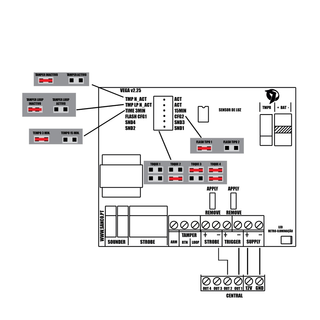 VEGA-PLUS  Sirène cablée pour extérieur grade 3 - 112 dBA - LEDs de signalisation Lumière bleue - Batterie de secours incluse