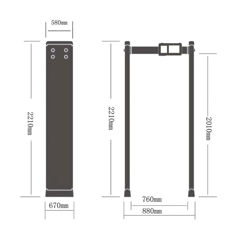 FJ2404 SAFE AGLE portique de detection de metaux 24 detection zones - 255 NIVEAU DE SENSIBILITE 5-inch LCD digital display - Chaque Zone niveau de sensibilitá ajustable jusqu'á 100