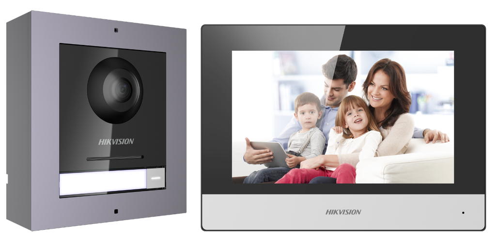 Hikvision DS-KIS602 IP-POE video intercom kit 1x call button Black Body WIFI
