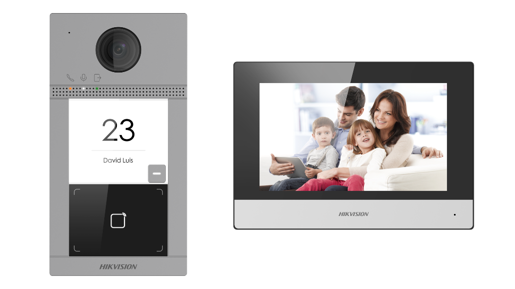 Hikvision DS-KIS604-S Kit d'interphone vidéo IP-POE 1x bouton d'appel Montage en surface Aluminium WIFI