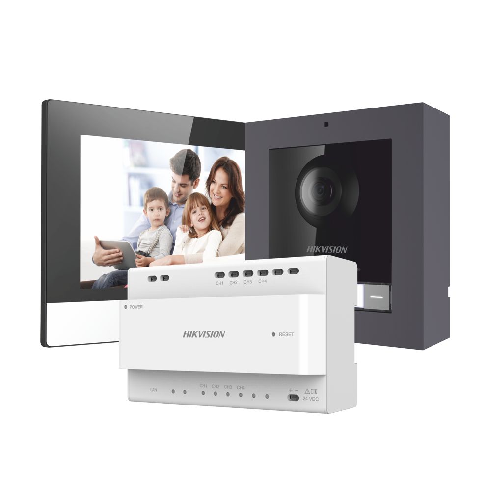 Hikvision DS-KIS702 Kit interphone vidéo IP 2 fils 1x bouton d'appel Noir