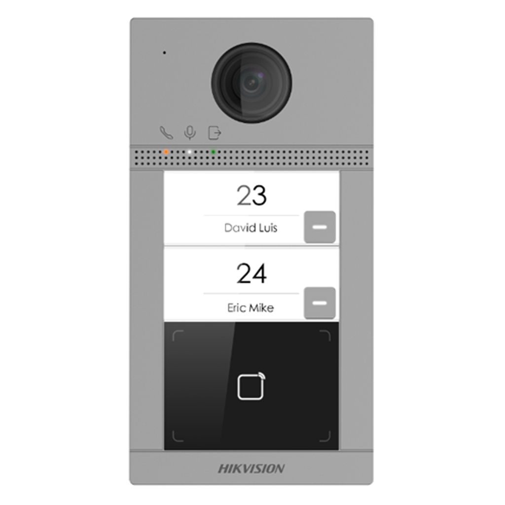  Hikvision DS-KV8213-WME1/S Platine de rue Surface Aluminium 2 x Bouton, PoE/ 12 VDC, Carte Mifare WIFI - 2 relais