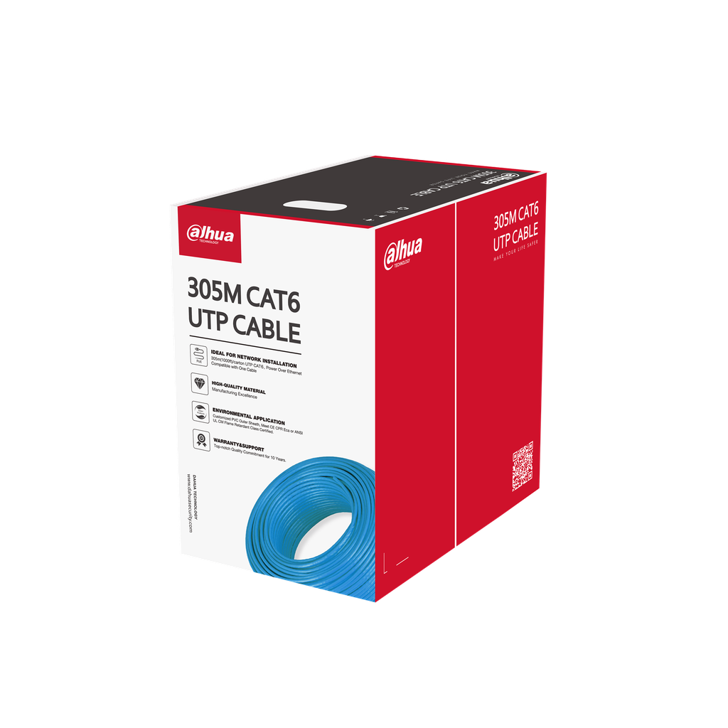 Dahua PFM922I-6UN-C UTP CAT6 Cable Solid CCA - PVC Bleu - Certifié classe ignifuge CE CPR Eca