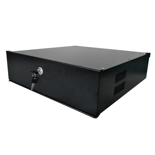 Closed metal case for DVR's - Specific for CCTV - For rack-mountable recorders up to 4U - Cam lock - With ventilation and cable passage - Quality and resistance