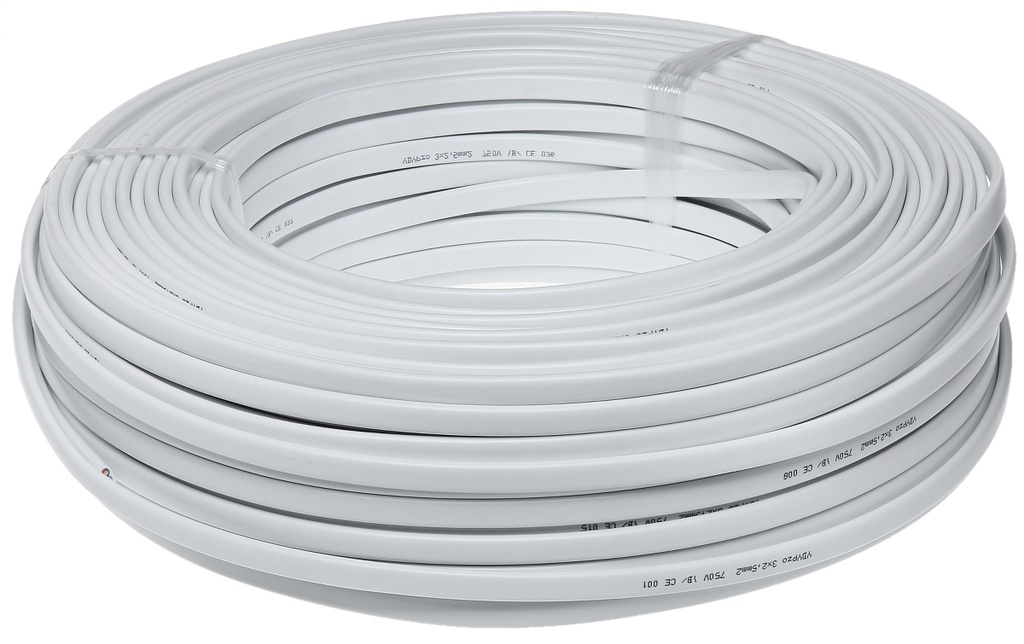 Bobine AVINET de câble D'Alimentation DC - 100 m - 2x0.75 mm Meplat blanc