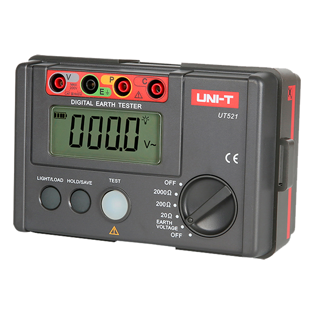 Uni-Trend - Mesureur de résistance de terre CAT III 600V - Affichage LCD jusqu'à 2000 comptes -