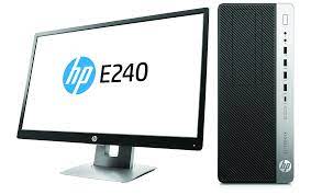 HP EliteDesk 800 G3 i5-7400T  Mini-PC Intel® Core™ i5 16 Go 256 Go SSD Windows 10 Pro Noir, Argent - Clavier/Souris USB - Moniteur  HP P24v G4 23.8p HDMI