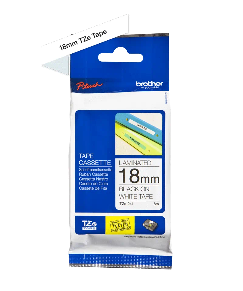 BROTHER P-TOUCH  TZE-241 Etiquette  18mm 8m Blanc/Noir