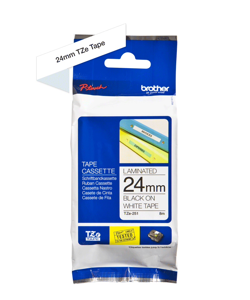 BROTHER P-TOUCH TZe-251 24mm NOIR/BLANC