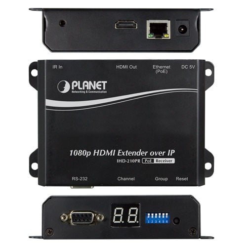 PLANET IHD-210PR 100M HDMI Extender Receiver over IP with PoE - High Definition Digital Signage