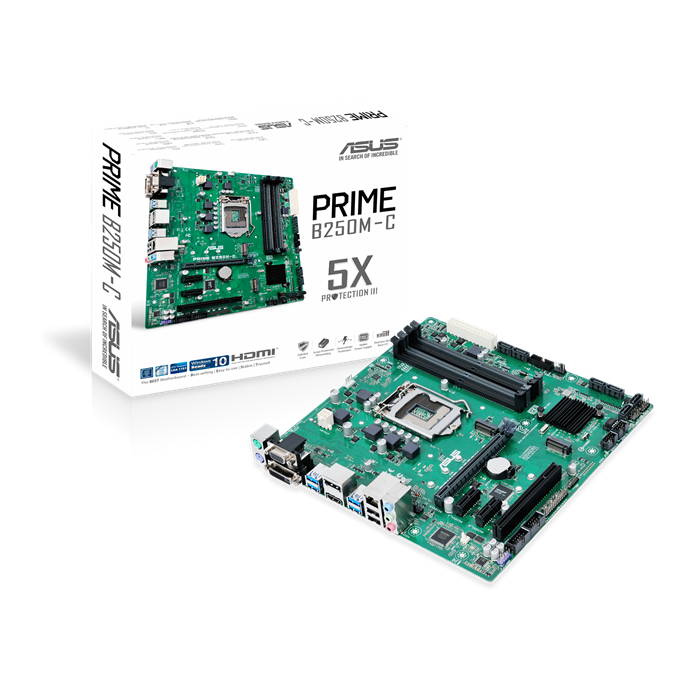 ASUS PRIME B250M-C - Motherboard - micro ATX - LGA1151 Socket - B250 - USB 3.0 - Gigabit LAN - onboard graphics (CPU required) - HD Audio (8-channel)