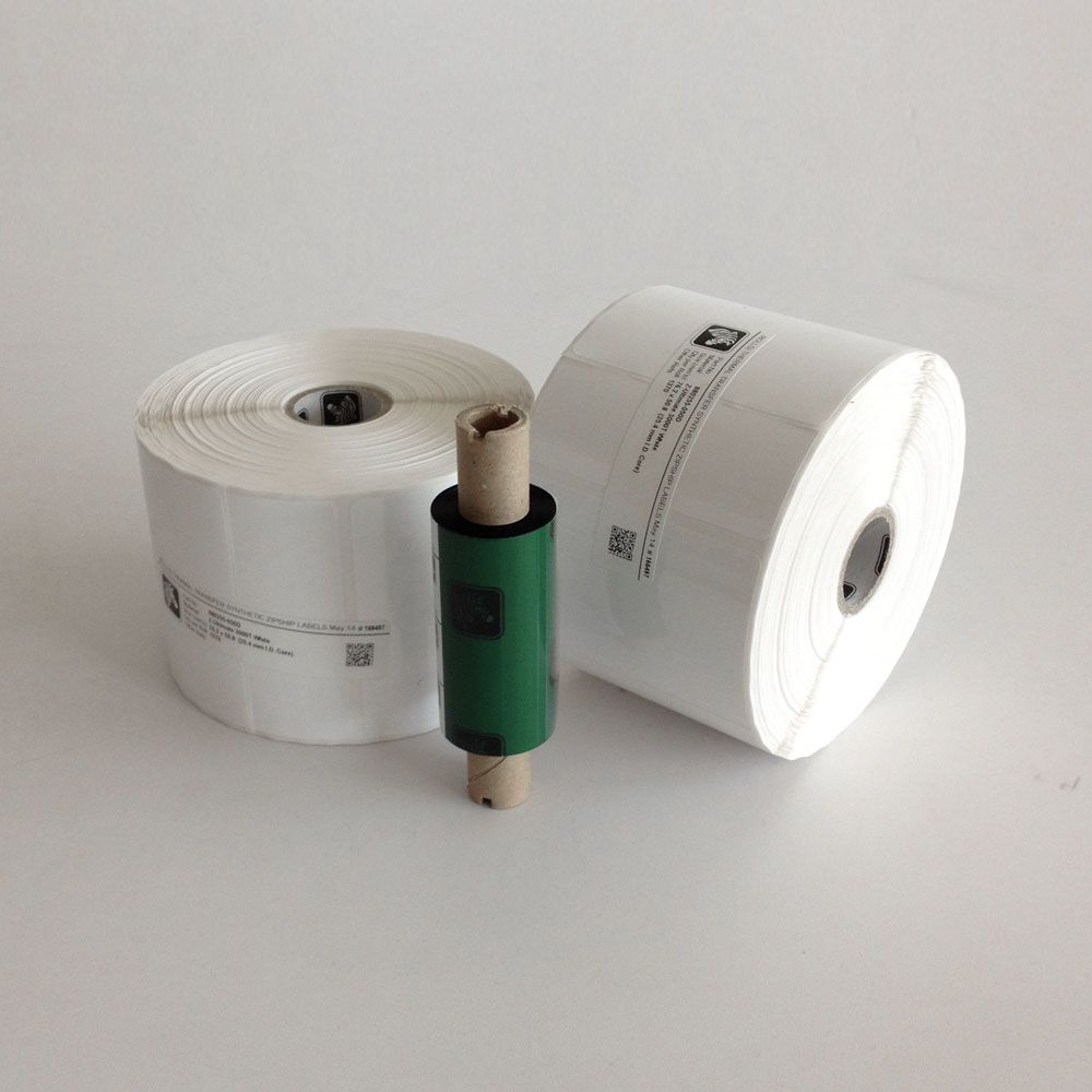 Etiquette Plastique Blanc , 76x51mm (1370 etiquettes/rouleau) rubans recommandes: resine 5095