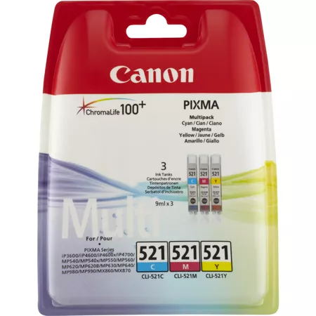 Canon CLI-521 C/M/Y Multipack de cartouches d'encre couleur 