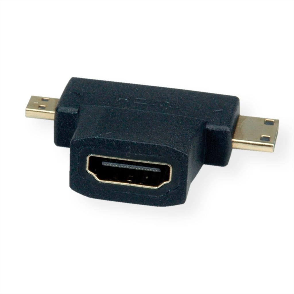 Roline-Value 12.99.3166 HDMI T-Adapter, HDMI  - HDMI Mini + HDMI Micro
