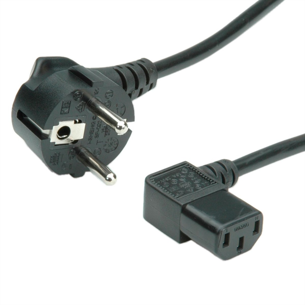 Roline-Value 19.99.1118 Power Cable, angled IEC Connector, black