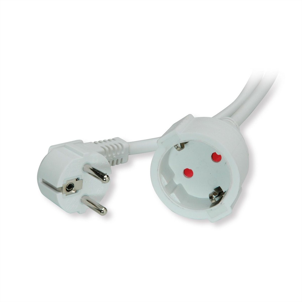 VALUE Extension Cable with 3P. German connectors, AC 230V, white