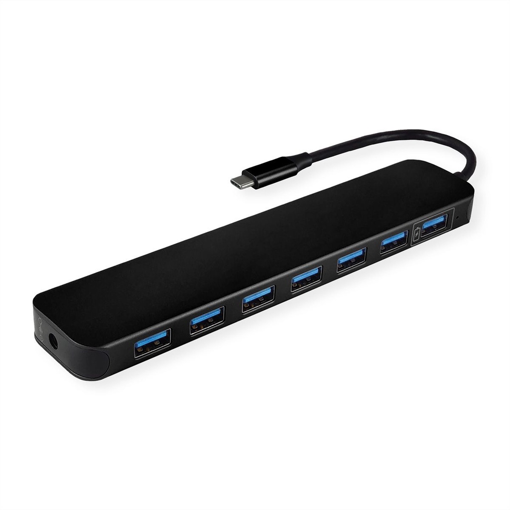 Roline-Value 14.99.5040 USB 3.2 Gen 1 Hub, 7 Ports, Type C connection cable, with Power Supply