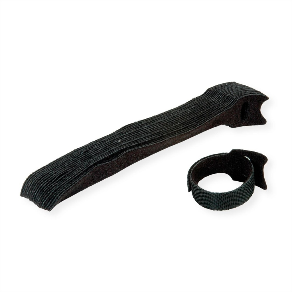 Roline-Value 25.99.5240 Strap Cable Binder with Flap, black, 15 cm, 20 pieces/set