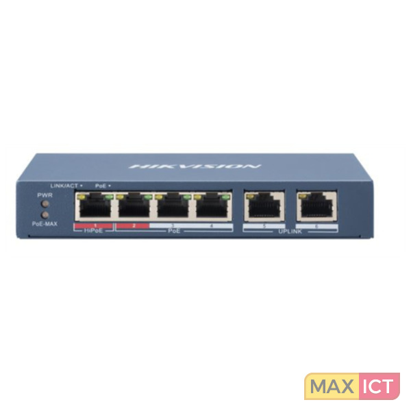 HIKVISION DS-3E0106P-E/M 4-port PoE + 2xUplink ports 