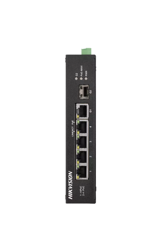 Hikvision DS-3T0306HP-E/HS  - 4 Port Gigabit Unmanaged  POE Switch  + 1 × gigabit RJ45 port and 1 × gigabit SFP Fiber Optical Port.