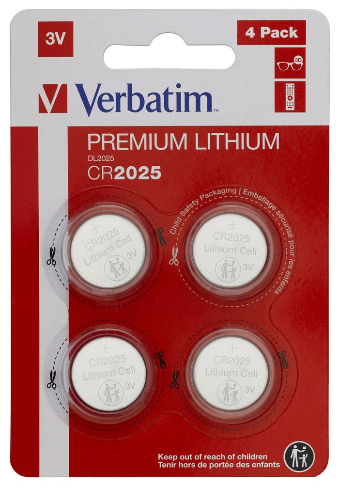  Verbatim CR2025 3V Lithium Battery (4 pack)