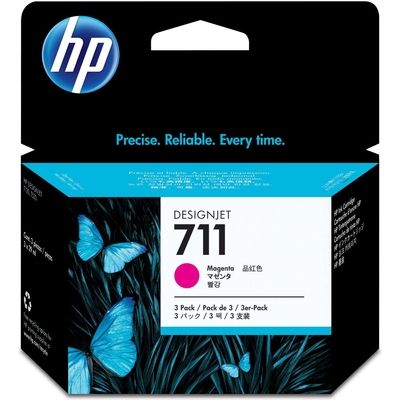 HP 711 (CZ135A) - Paquet de 3 - Magenta - Cartouche d'encre - Multipack