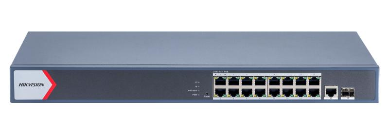 HIKVISION DS-3E1518P-EI 16 x gigabit PoE RJ45 ports, 1 × gigabit RJ45 port, 1 x gigabit fiber optical port - 230W