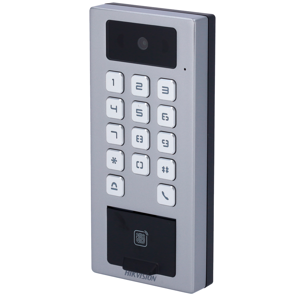 DS-K1T502DBFWX-C Contrôle d'accès avec caméra IP65 IK09 Empreinte digitale, carte MF DESFire, QR et code PIN