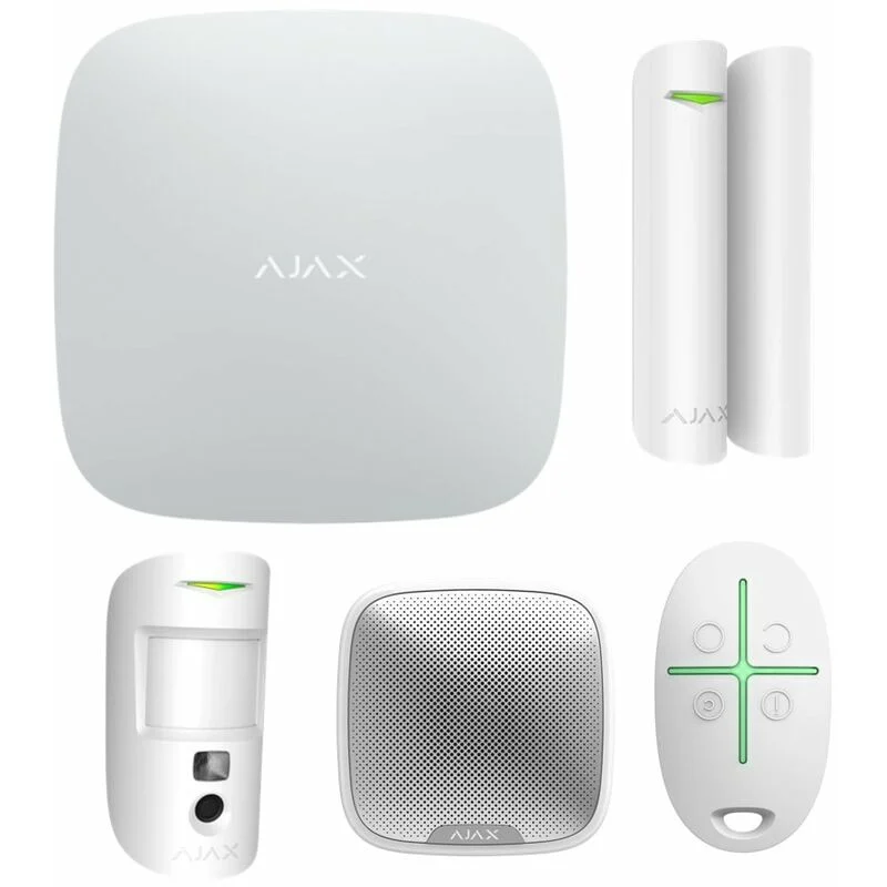 Ajax StarterKit-W -  1x Ajax-Hub -1x détecteur MotionProtect-1x DoorProtect -1x porte-clés SpaceControl.