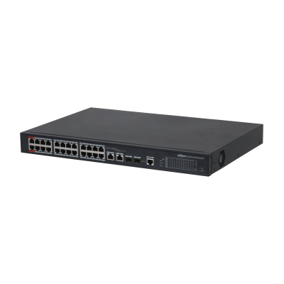 DAHUA PFS4226-24ET-240 - Switch Managed 24 x 10/100 (PoE+) + 2 x Gigabit Uplink - 2x Gigabit SFP rack-mountable PoE+ (240 W)