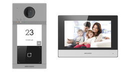 [DS-KIS604-S] Hikvision DS-KIS604-S Kit d'interphone vidéo IP-POE 1x bouton d'appel Montage en surface Aluminium WIFI