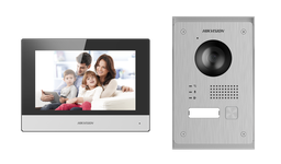 [DS-KIS703-P] Hikvision DS-KIS703-P 2-Wires IP video intercom kit 1x call button   Surface / flush mounting - Aluminium WIFI