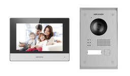[DS-KIS703-P] Hikvision DS-KIS703-P Kit interphone vidéo IP 2 fils 1x bouton d'appel Montage apparent / encastré - Aluminium WIFI