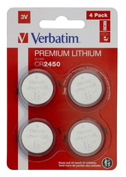 [BATT-CR2450-4] Verbatim Pile CR2450 3V Lithium  (4 pack)
