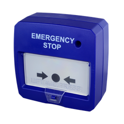 [DMT-D9000-MCP-B] DMTECH - Bouton réarmable - Spécial pour panneau d'extinction - Arrêt d'urgence - Indicateur LED - Installation encastrée ou en surface - Clé réinitialisable - Couleur bleu