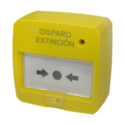 [DMT-D9000-MCP-Y] DMTECH - Bouton réarmable - Spécial pour panneau d'extinction - Activation manuelle - Indicateur LED - Installation encastrée ou en surface - Clé réinitialisable - Jaune
