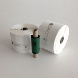 [ETIQ-PL7651W] Etiquette Plastique Blanc , 76x51mm (1370 etiquettes/rouleau) rubans recommandes: resine 5095
