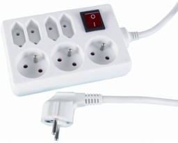 [8829] VT-1177-7  Cube Bloc multiprises 7X  avec interrupteur et câble 1,5m blanc