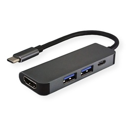 [HDMI-CONV2995] Roline-Value 12.99.1042 Type C - HDMI Adapter, M/F, 2x USB 3.2 Gen 1 A F, 1x Type C (Power Delivery)
