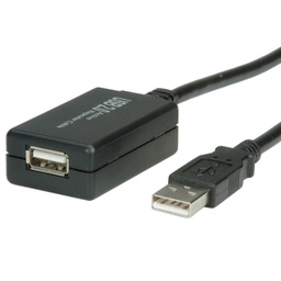 [USB-EXT1110] Roline-Value 12.99.1110 USB 2.0 Extension Cable, active with Repeater, black, 12 m