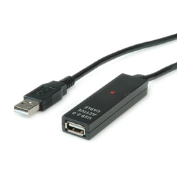 [USB-EXT1111] Roline-Value 12.99.1111 USB 2.0 Extension Cable, active, black, 30 m