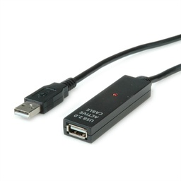 [USB-EXT1111] Roline-Value 12.99.1111 USB 2.0 Extension Cable, active, black, 30 m