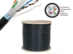 [CAT6-FTP500-OUT] AVINET CAT6-FTP Cable Cat.6 (Class E) Exterieur Solid Wire, Black PE Par rouleau de 500 m
