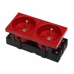 [DLX-24586R] PRISE ELECTRIQUE DOUBLE 45X45 ROUGE