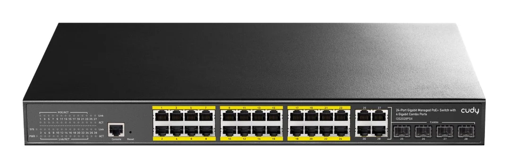 Cudy GS2028PS4-300W 24-Port Layer 2 Managed Gigabit PoE+ Switch with 4 ...